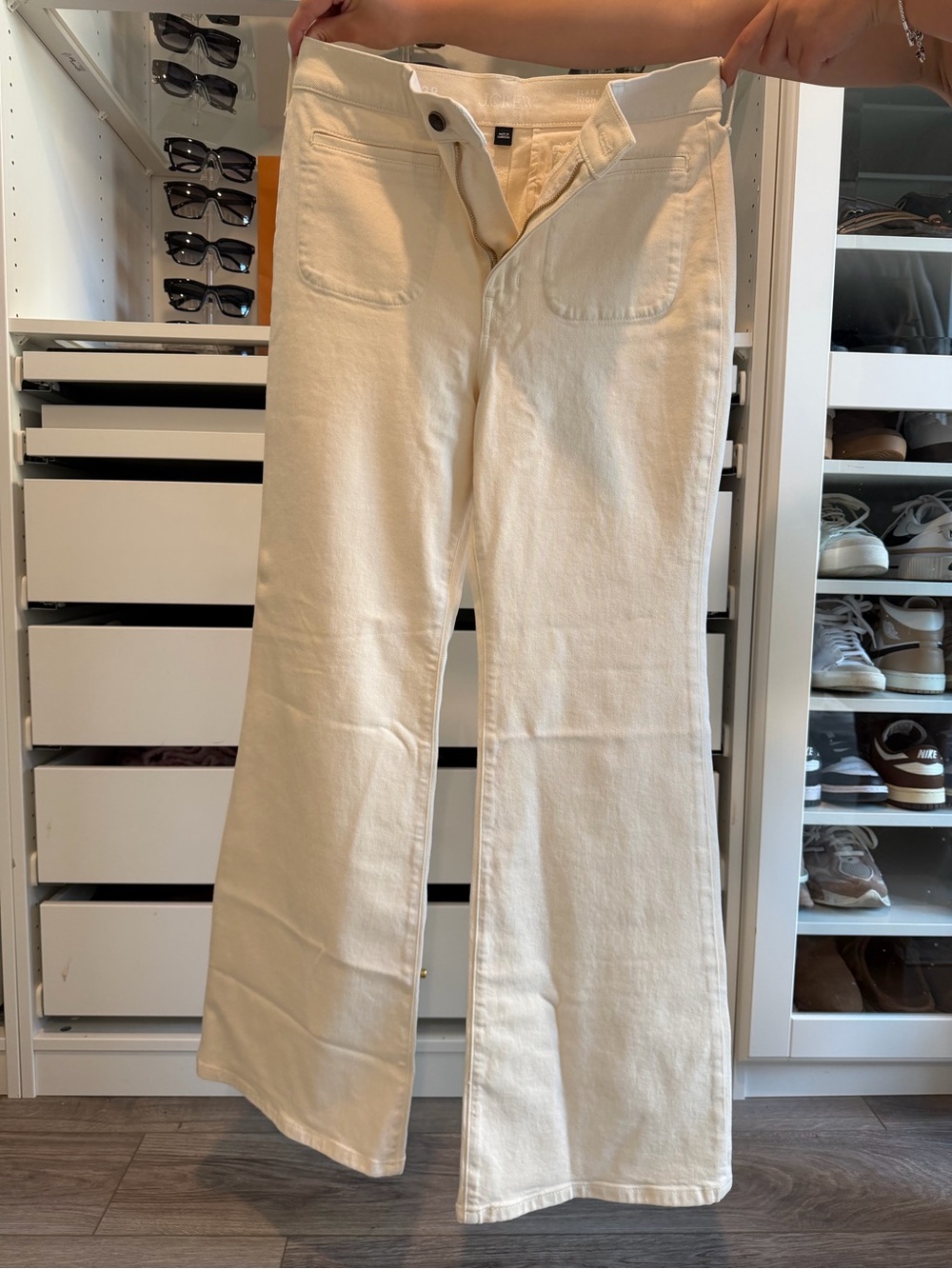 J. Crew Cream Wide-Leg High-Rise Jeans